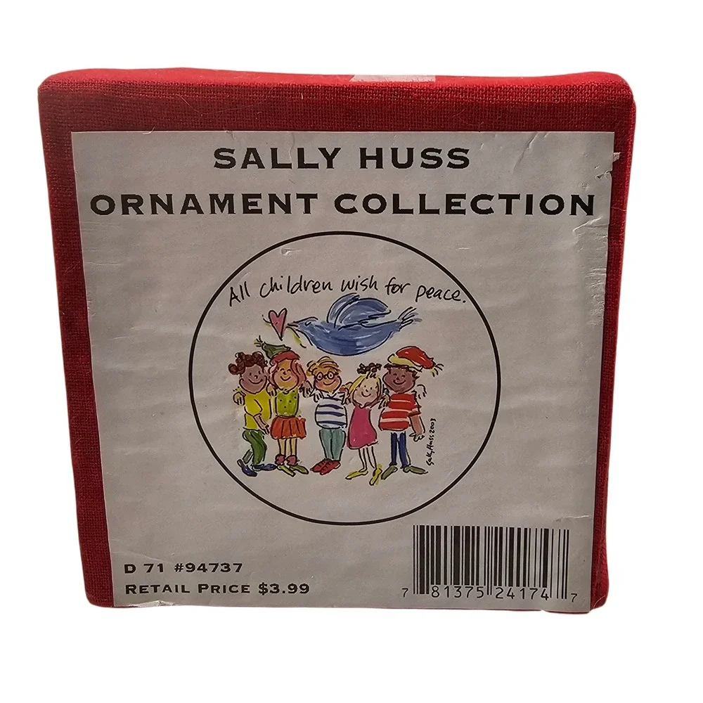 Sally Huss 2003 Glass Ball Christmas Ornament May Every Child Be Joyous Boxed